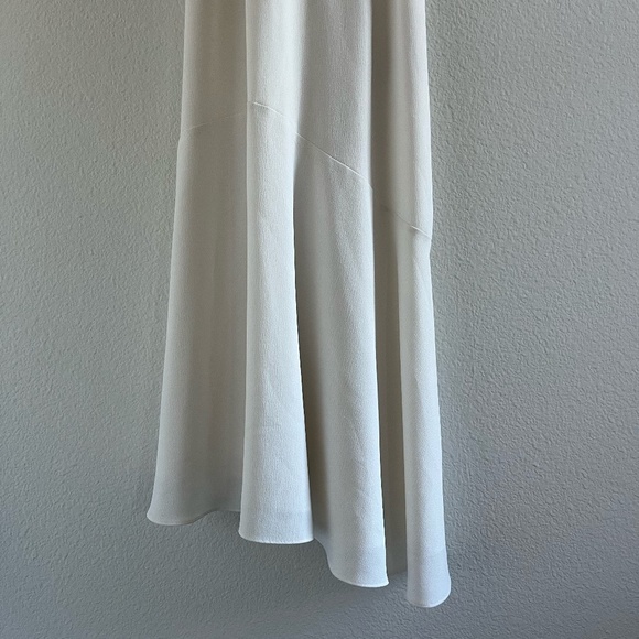 REISS | Luxury Crepe Talin Strappy-Back Fit & Flare Midi Dress in White | Size 8 - Picture 8 of 15